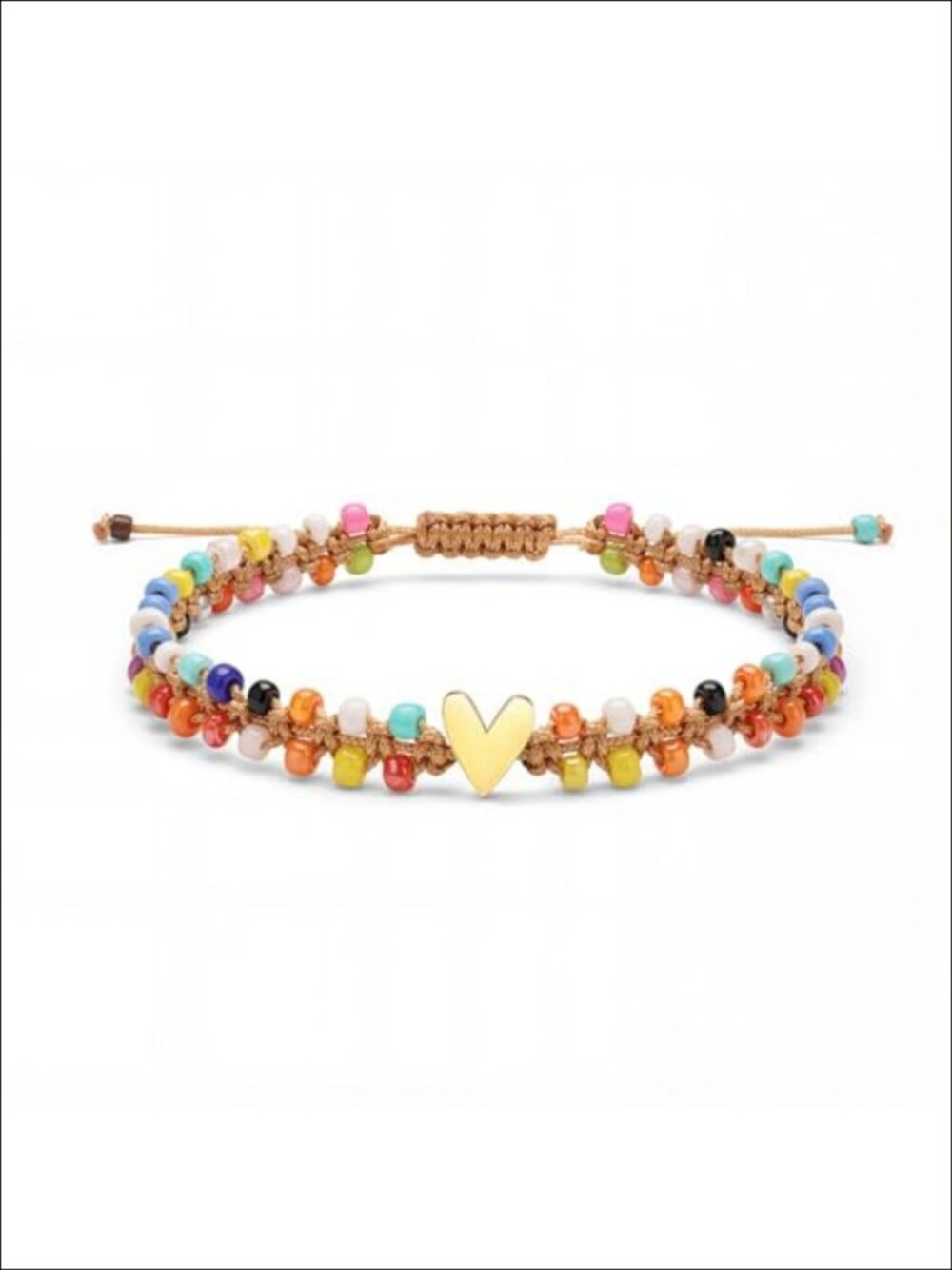 Handmade Double Layer Seed Bead Bracelet with Stainless Steel Heart Charm